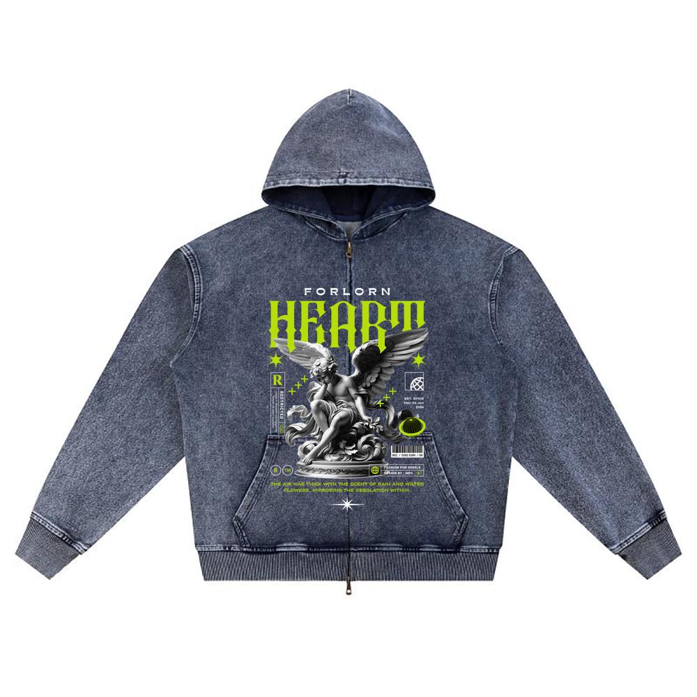 

Худи на молнии из вязаного денима с принтом DTG Angel Streetwear Brother XL темно-синий