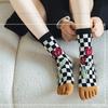 3 Paar Hohe Schönheit Mittellange Ganzjahres Trendige Vielseitige Damen Fünf-Zehen-Socken Süße Retro Atmungsaktive Modische Socken