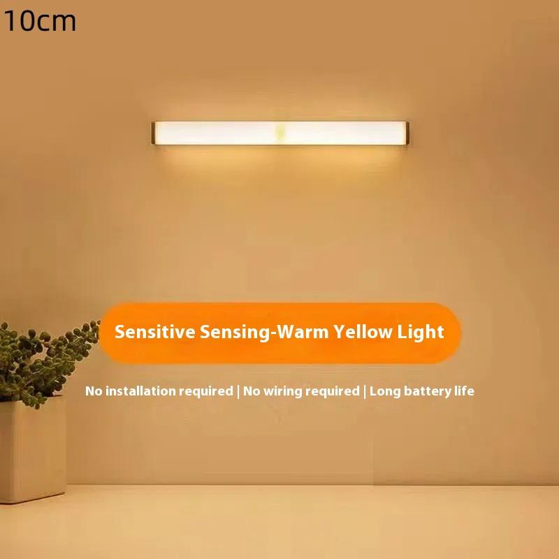

Перезаряжаемый светодиодный светильник с датчиком движения, индукционный ночник, портативная лампа для кухонного шкафа, прикроватной тумбочки, зеркала в ванной комнате 10cm теплый белый