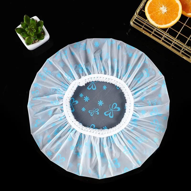 

Многоразовая шапочка для душа с резинкой, водонепроницаемая и утолщенная, для купания, для женщин, идеально подходит для парикмахерской и домашнего использования