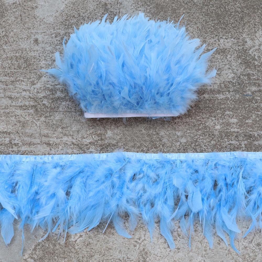 1M 10-15CM Turkey Feather Trim Fringe Blue Marabou Plumas Ribbon for Crafts Sewing  Clothes Wedding Dress Decoration Accessories