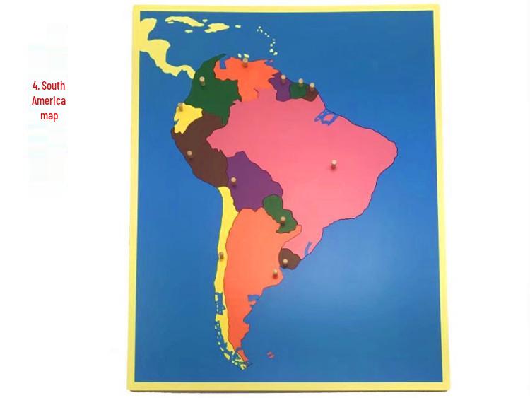 Montessori Beech Wood Map Puzzle & Flag Set for Classroom Display