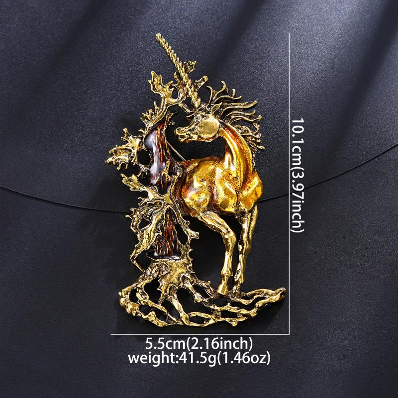 Vintage Unicorn Brooch For Women Men Retro Fairy Horse Animal Lapel Pin  Year Gifts