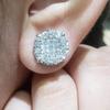14mm Round Shaped Cubic Zirconia Stud Earrings Luxury Wedding Party Ear Piercing Accessories for Women Fashion Jewelry