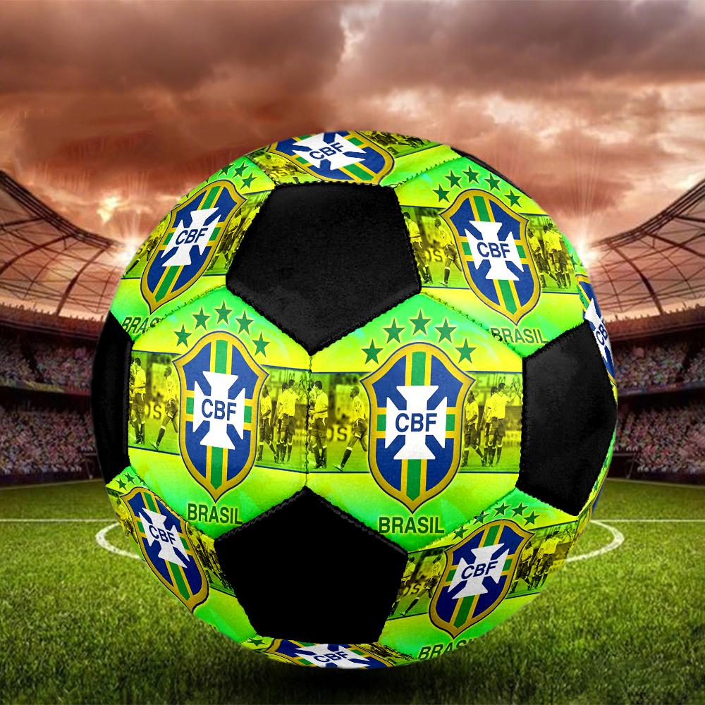 SIZE 5 Brazil National Football Team Soccer Ball Colorful All Ages Machine Stitched PVC Competition Ready Durable High-Bounce