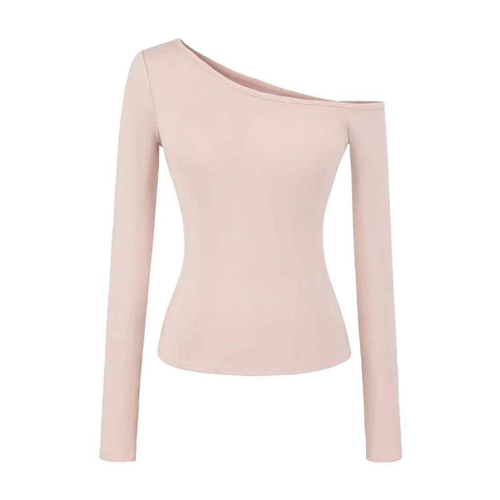 Women's Spicy American One-Shoulder Long-Sleeve Padded Crop Top - Autumn 2025