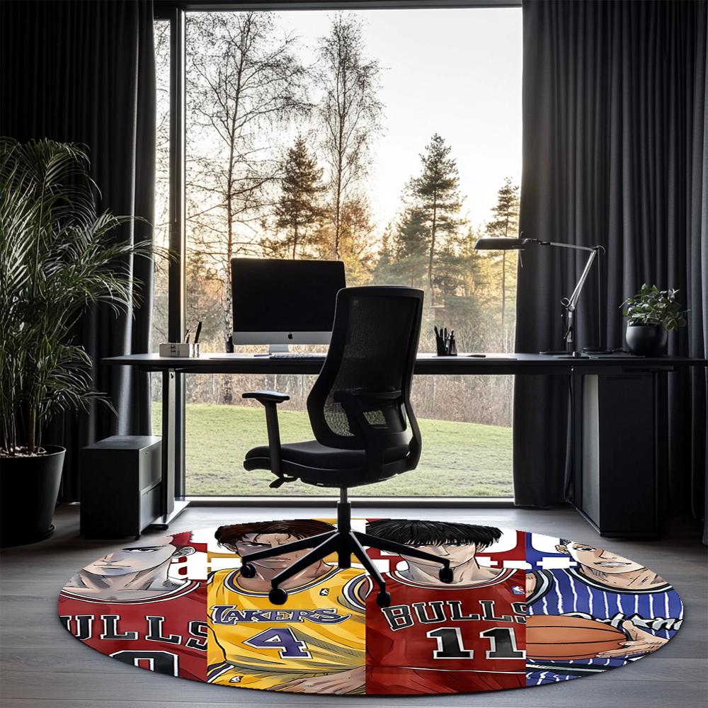 Slam Dunk Printed Round Rug Carpet Chair Rug Area Rug Entryway Doormats,for Office Chair Living Room Bedroom Kitchen Room.