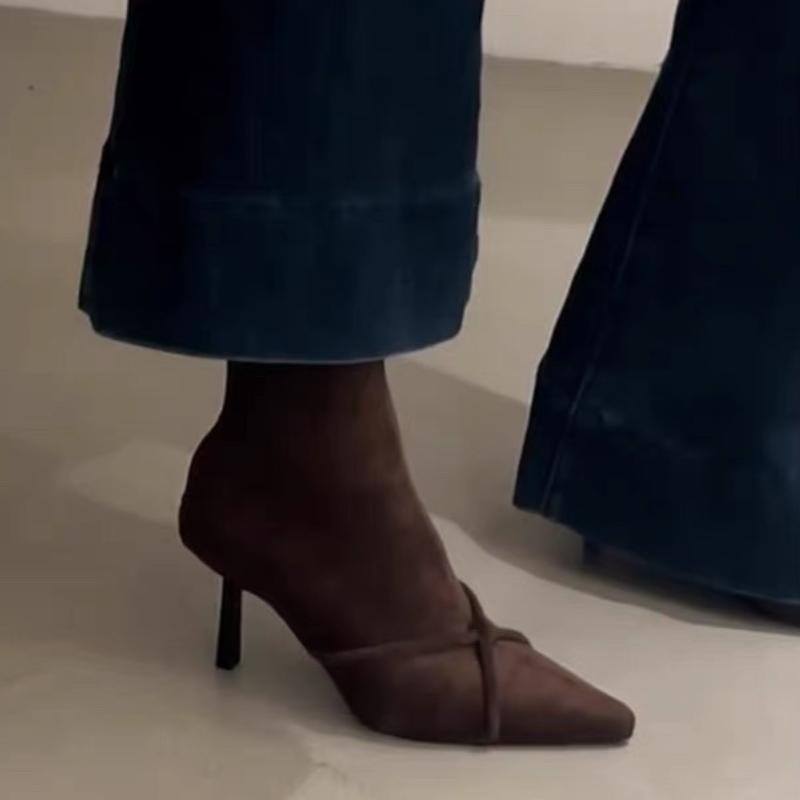 Designer 2025 New Woman Ankle Boots Sexy Pointed Toe High Heels Shoes Winter Dress Party Fashion Boots Brand Trend Pumps Botas