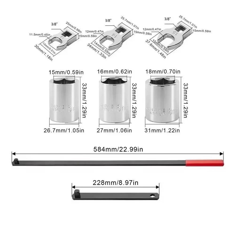 8 Pcs 3/8" Dual-Use Head Belt Tension Adjuster Tool Automotive Repair Kit Workshop Use