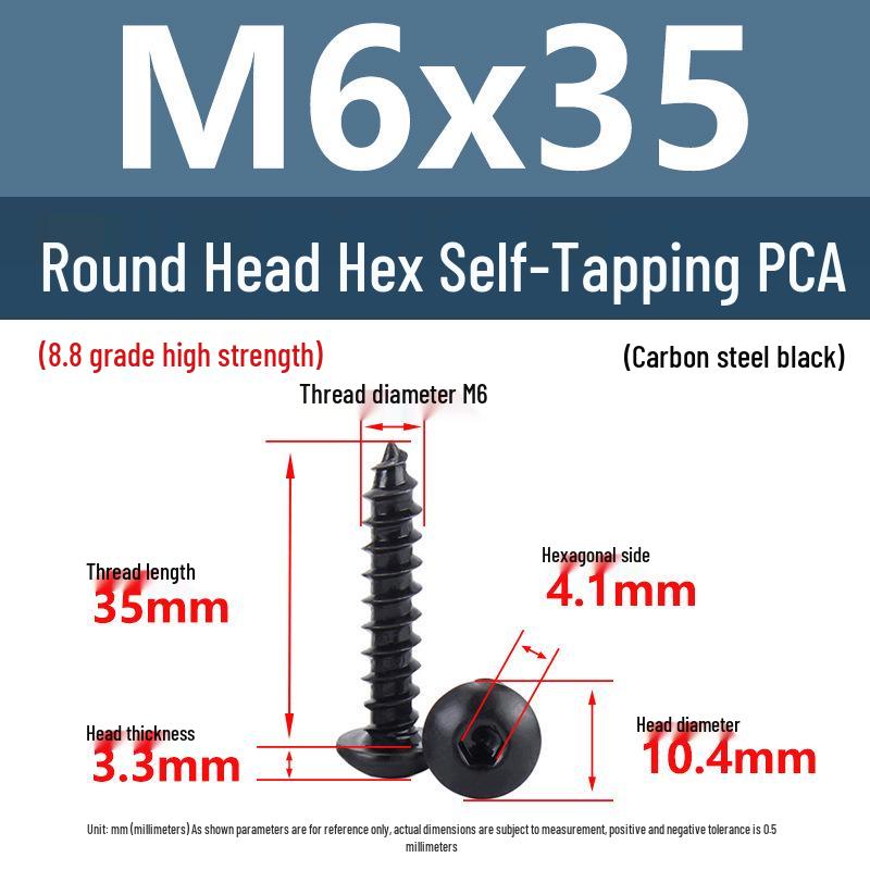 Yigu Černé šrouby s vnitřním šestihranem s vysokou pevností, třída 8.8, M2-M6, kulatá/talířová hlava