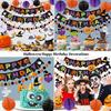 5sets Halloween Birthday Decorations Happy Birthday Banner with Honeycomb Ball Hanging Swirl Streamer Garland Decorations Birthday Party Decoration