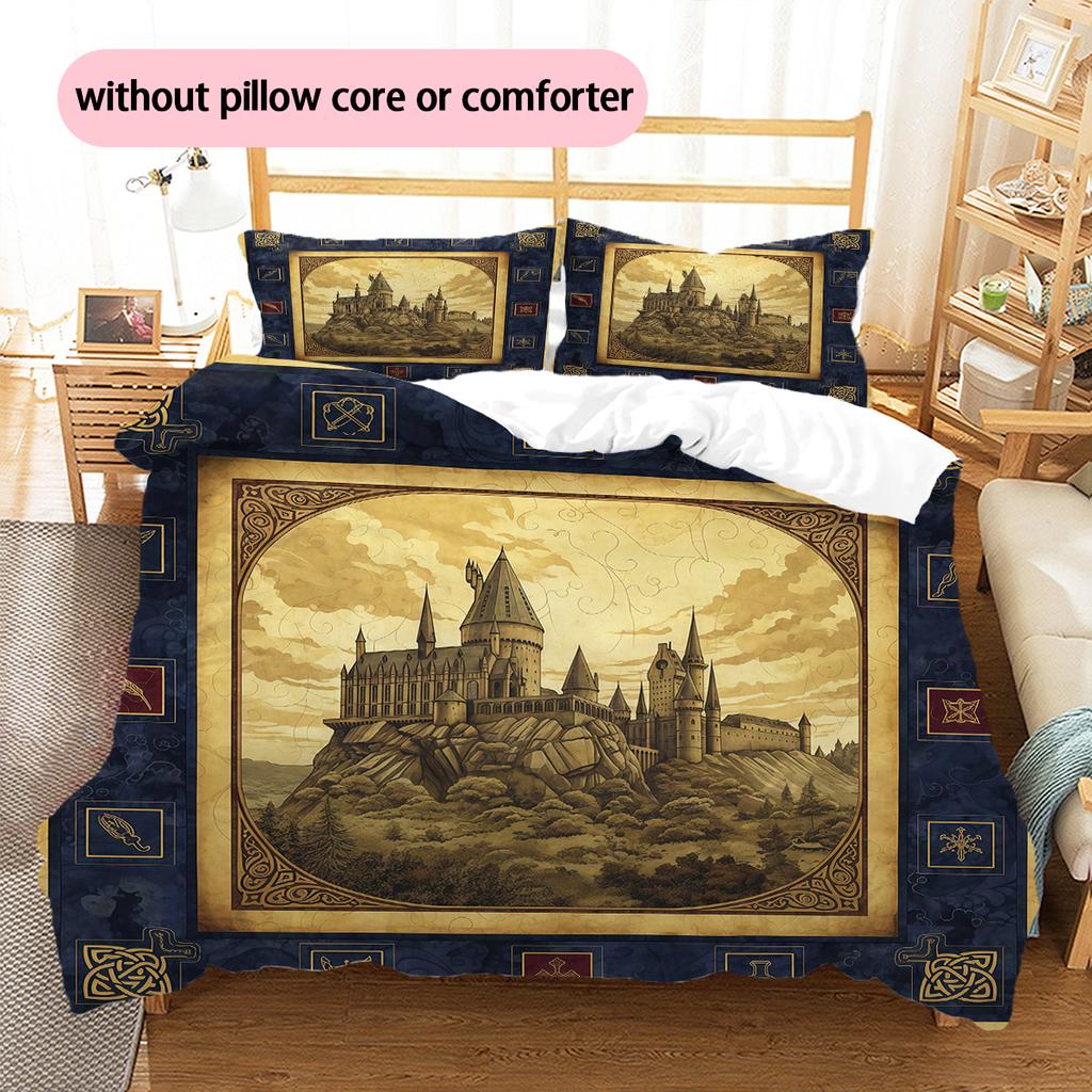 Cartoon Pattern Bedding Quilt Set Quilt Cover Pillowcase Home Decoration Birthday Gift (1 * duvet cover + 2 * pillowcase, without core)
