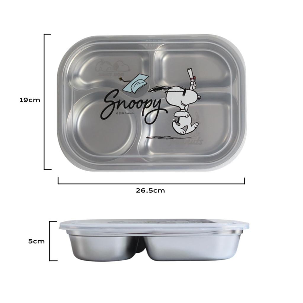 Snoopy Bento Lightweight and Easy To 304 Stainless with Removable for Office Blue Box, Use, Steel, Leak-Proof, Insulated, Stackable, Dividers,