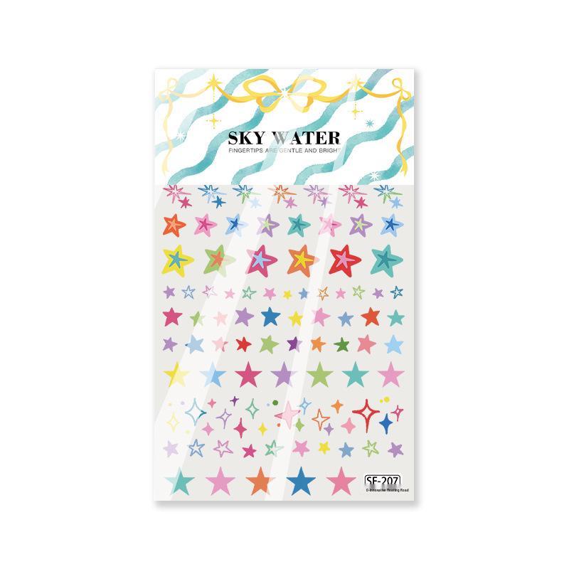 SKY Graffiti Style 6D Embossed Star Nail Art Stickers - Sweet, Colorful, 3D Adhesive Decals