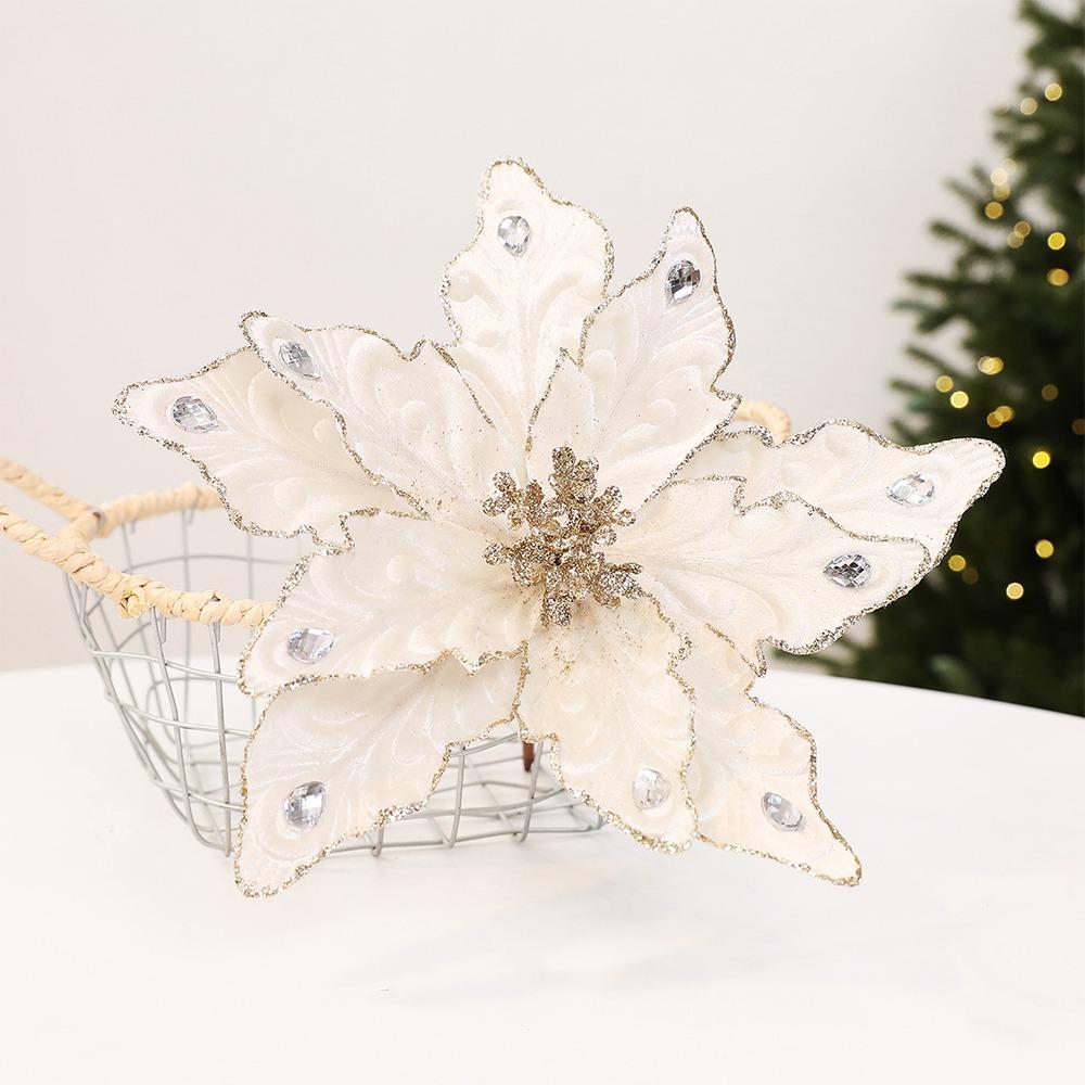 DIY Craft Christmas Tree Artificial Flower Lifelike Flocked Magnolia Flowers Holiday Party