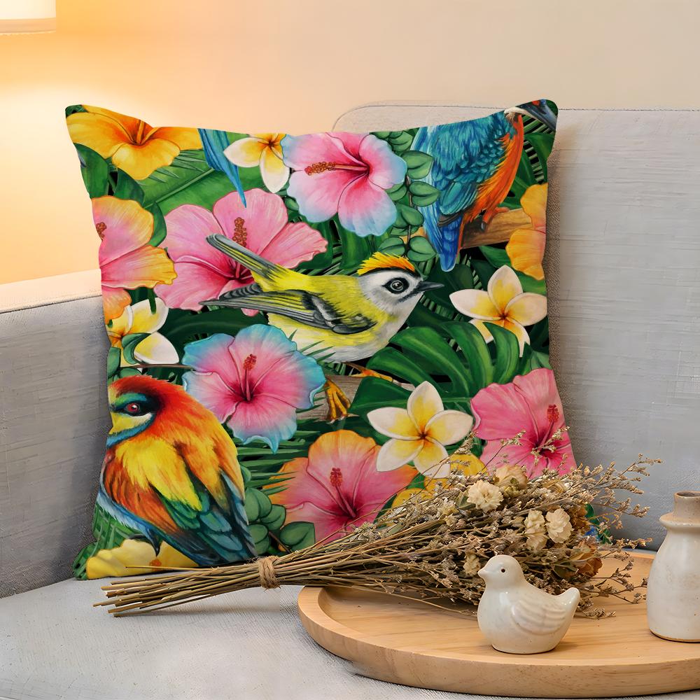 Cushion Cover Linen SkinFriendly Soft Decorative Case For Sofa Home Decor Anime Stunning Colorful Floral Pillow Cover
