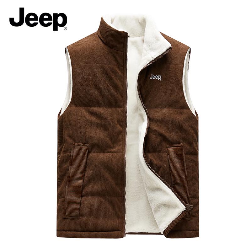 JEEP Men s Windproof Stand Collar Sleeveless Vest Jacket XL кофейный