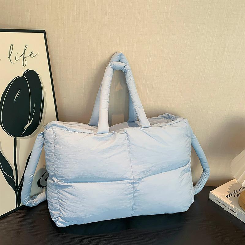Niche Design Cotton Clothing One-shoulder Tote Bag  New Summer Embroidered Thread Square Cotton Carrying Underarm Pillow Bag