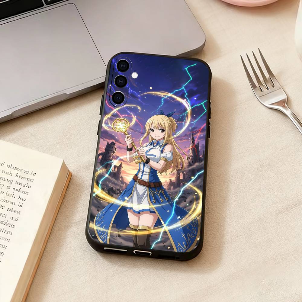 Anime Fairy Tail L-Lucy Phone Case Black Silicone Soft For Samsung Galaxy A73,A72,A71,A70,A53,A52,A51 Samsung a53 5g