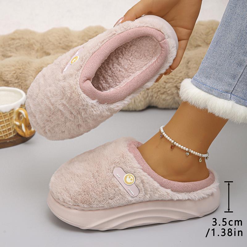 Fashion Winter Thick Sole Cotton Slippers Women Comfort Sole Sole Non Slip House Slippers Woman Inndor Warm Plush Platform Slides Shoes