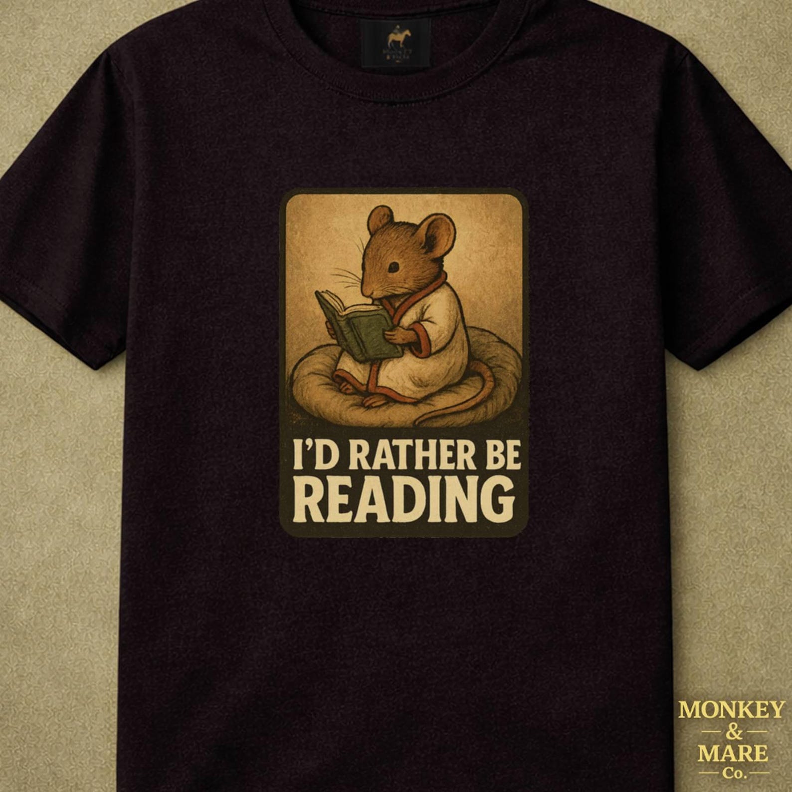 Bookish Mouse Shirt, I d Rather Be Reading, Cozy Animal Humor Introvert Gift, Reading Tee, Book Lover Humor, Vintage Illustration Shirt 2XL