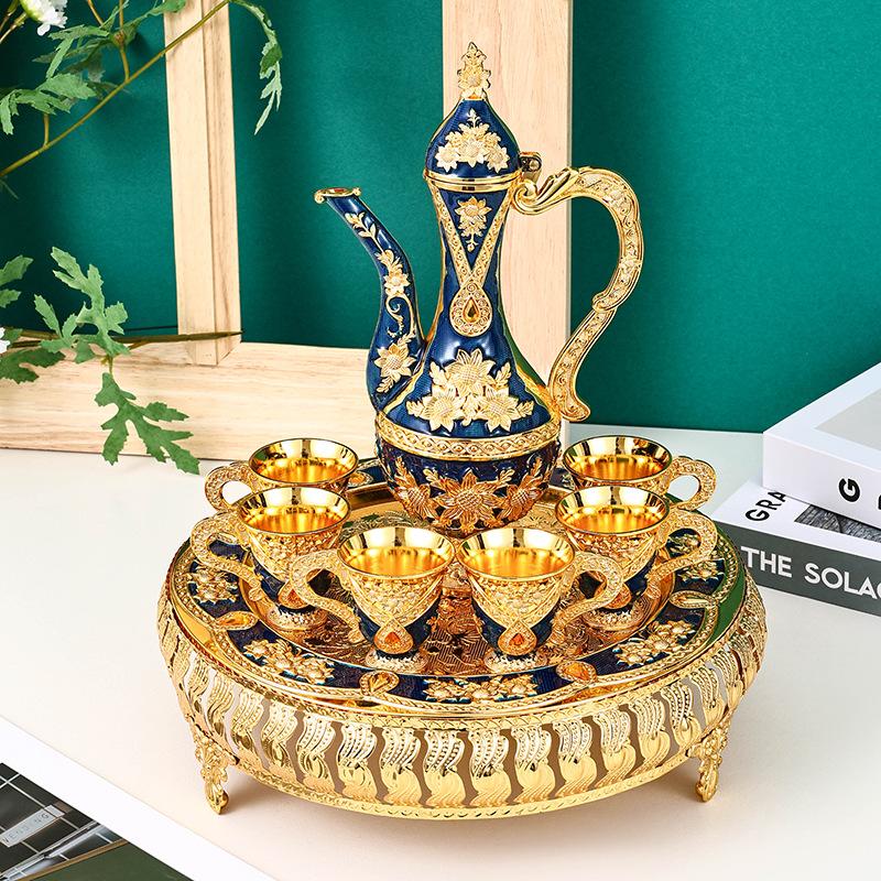 Retro Palace Wine Set, Home, Wedding, Holiday Supplies, Metal Gift, Hip Flask Set Ornaments, Christmas Gift, European Style