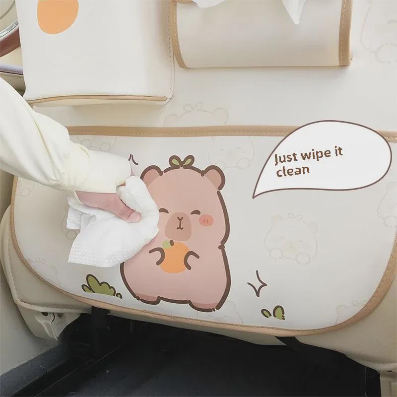 Cartoon Capibara Leder Auto Sitz Aufbewahrungstasche - Schmutz- & Verschleißfest