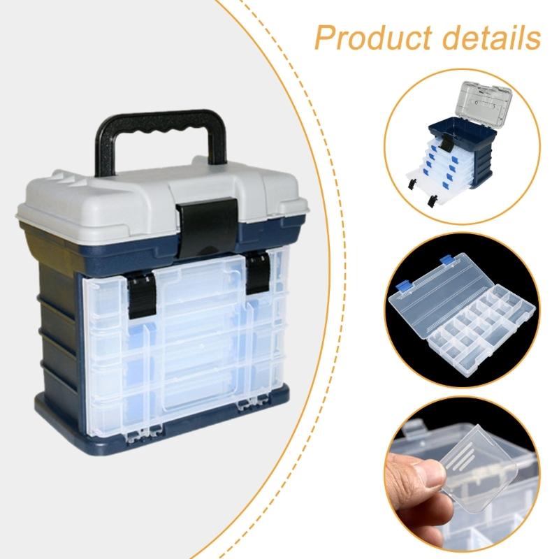 Tackle Tool Organizers Case for Fishing Accessory, Fishing Tackle Storage Box with Handle, 4 Layer Fishing Tackle Box