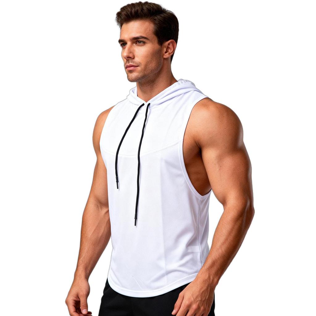 Hooded Muscle Tank Top for Men Athletic Basketball Vest Breathable Gym Fitness Sleeveless Shirt