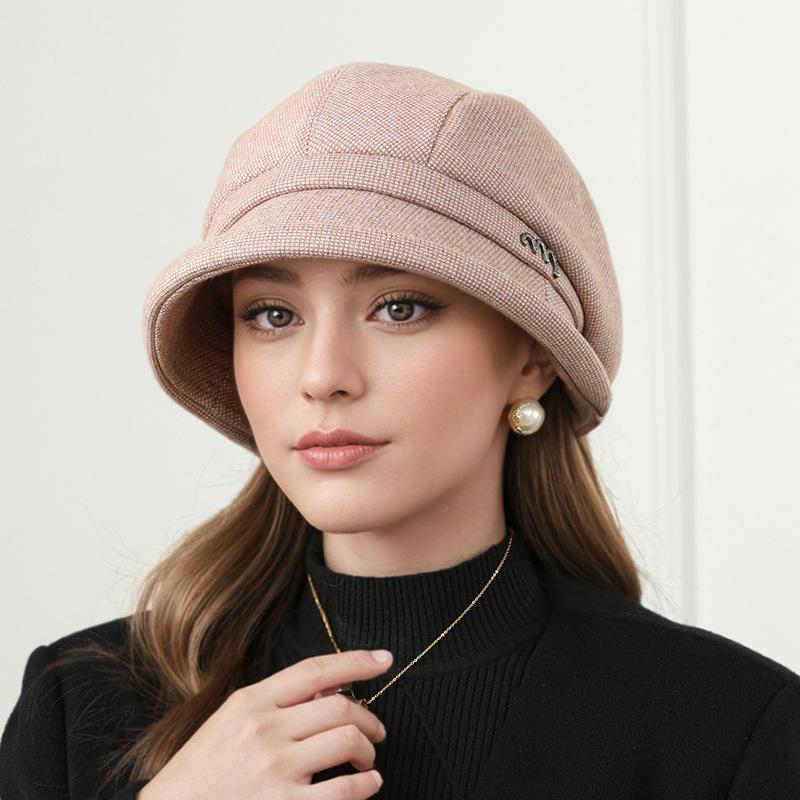 The Elderly Hat Women's Autumn and Winter Woolen Basin Hat Thickened Top Hat Warm Bucket Hat