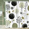 Simple Leaf Pattern Shower Curtain, Bathroom Decorative Leaves Shower Curtains, Home Printed Polyester Fabric Curtain with Hooks