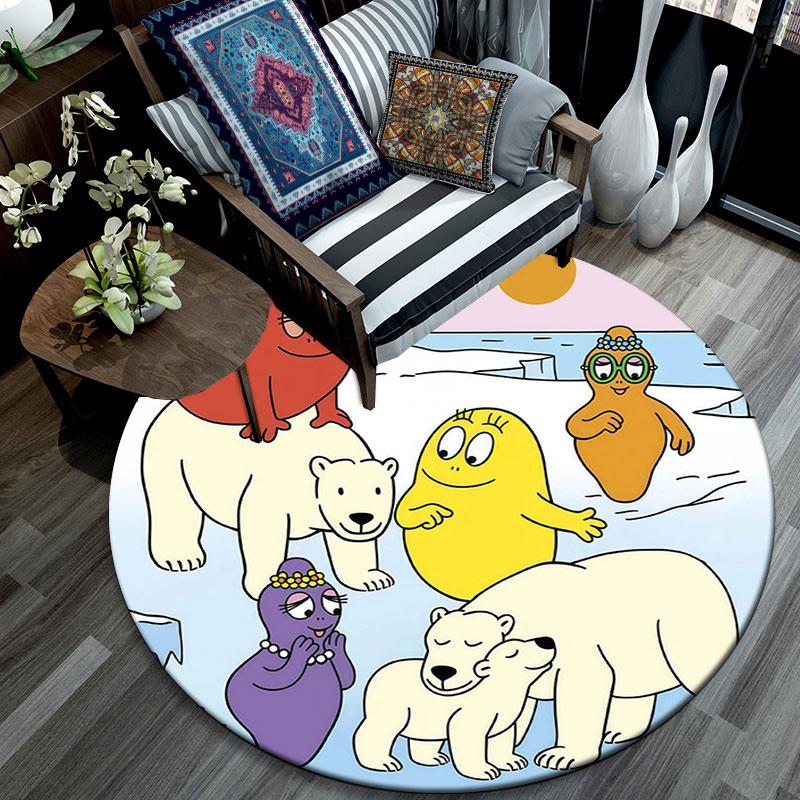 Barbapapa,Round Area Rug,Carpet Rug for Living Room Bedroom Sofa Playroom Decor,Non-slip Floor Mat