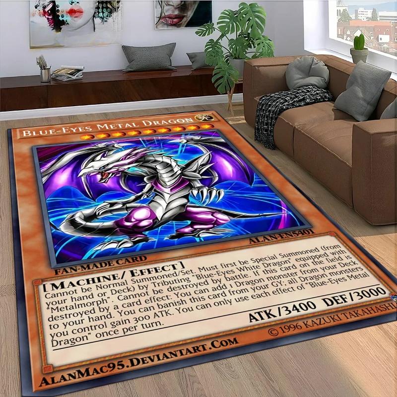 27 Stil Yu-Gi-Oh Karten Teppich für Wohnzimmer Heimdeko Schlafzimmer Bettseite Rutschfest Bereichsteppiche Maschinenwaschbare Fußmatte Türvorleger