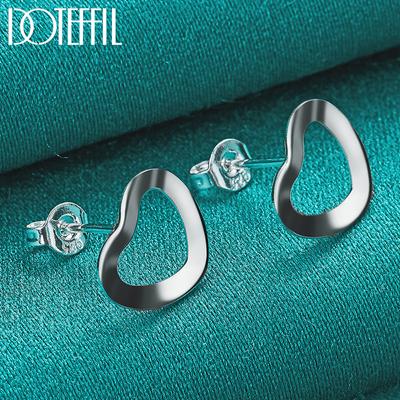 925 Sterling Silver Heart-shaped Piercing Earrings Fashionable Wedding Jewelry