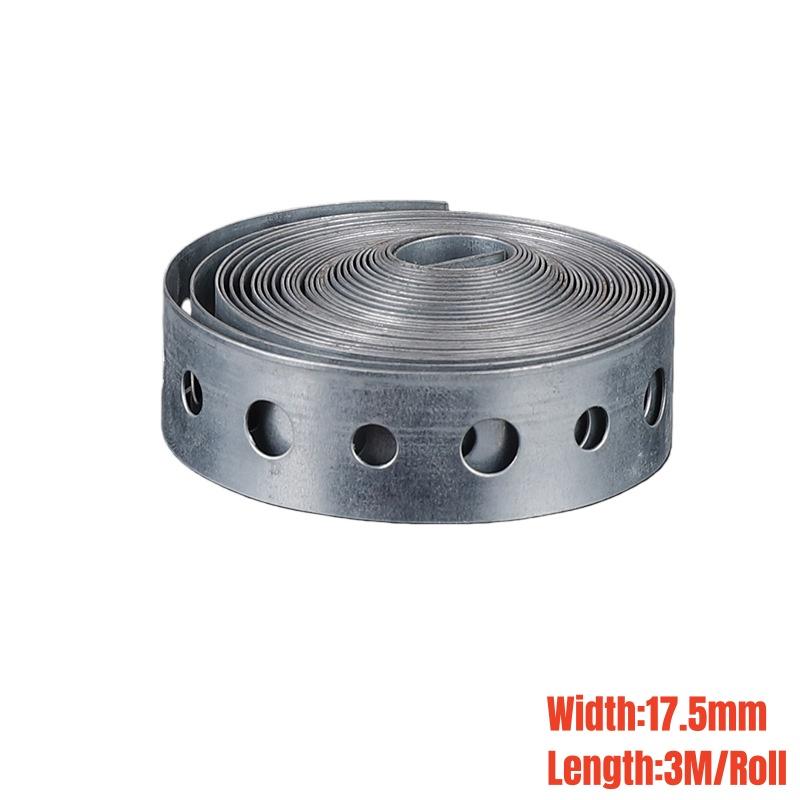 1/3 Roll Heavy-duty Galvanized Hanger Strap Pre-punched Multi-slot Metal Tapes Steel Strapping for Pipe Support,Sheet Metal Work 1 Roll