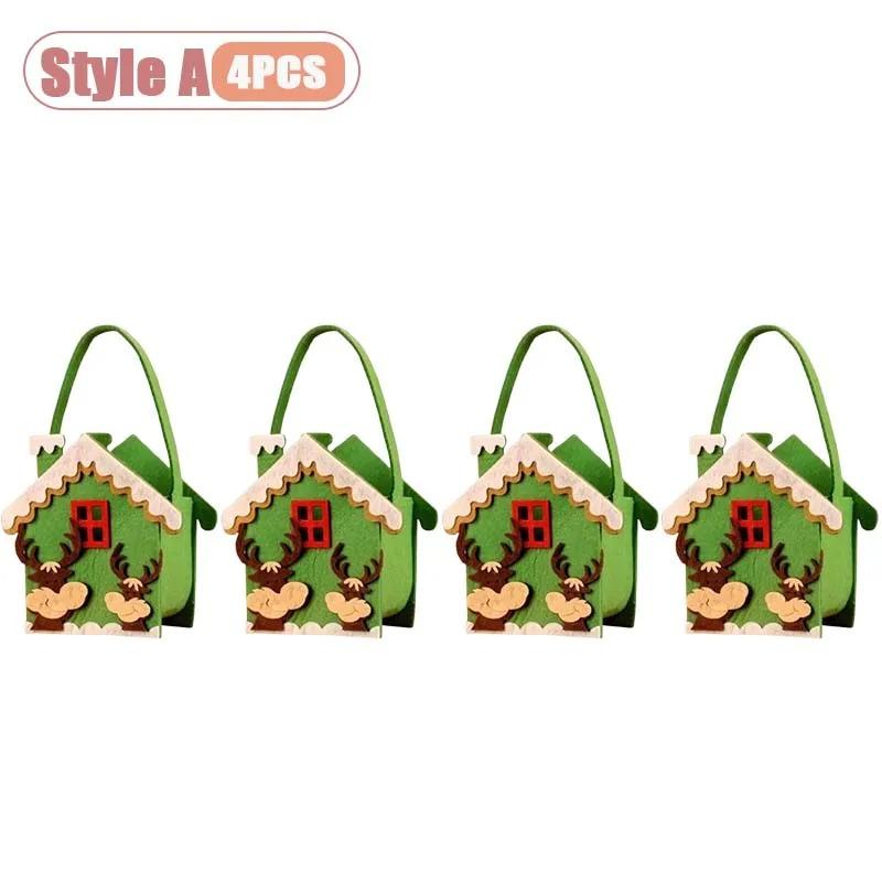 1-8PCS Christmas Felt Handbag Cute Cartoon Candy Gift Bag for Kids Decorative Hand Carry Holiday Tote for Children