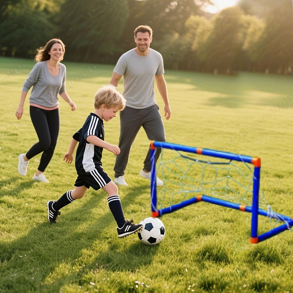 Indoor mini folding football soccer ball goal post net set pump kids sport outdoor home game toy child birthday gift plastic