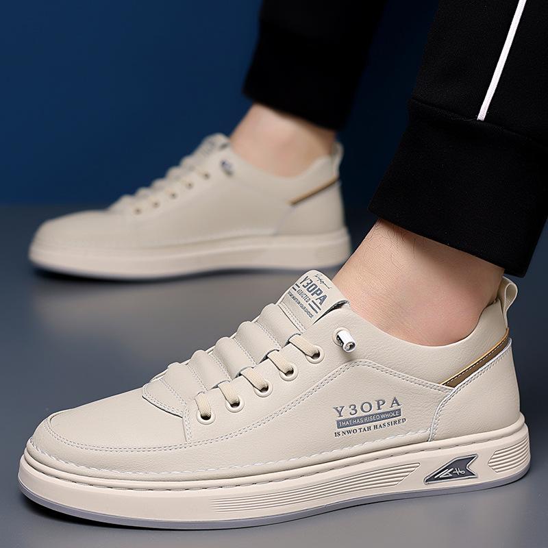 Modne męskie buty skórzane codzienne trampki oddychające buty do chodzenia wsuwane na platformie męskie płaskie buty buty z gumową podeszwą zapatillas 44 rozmiary