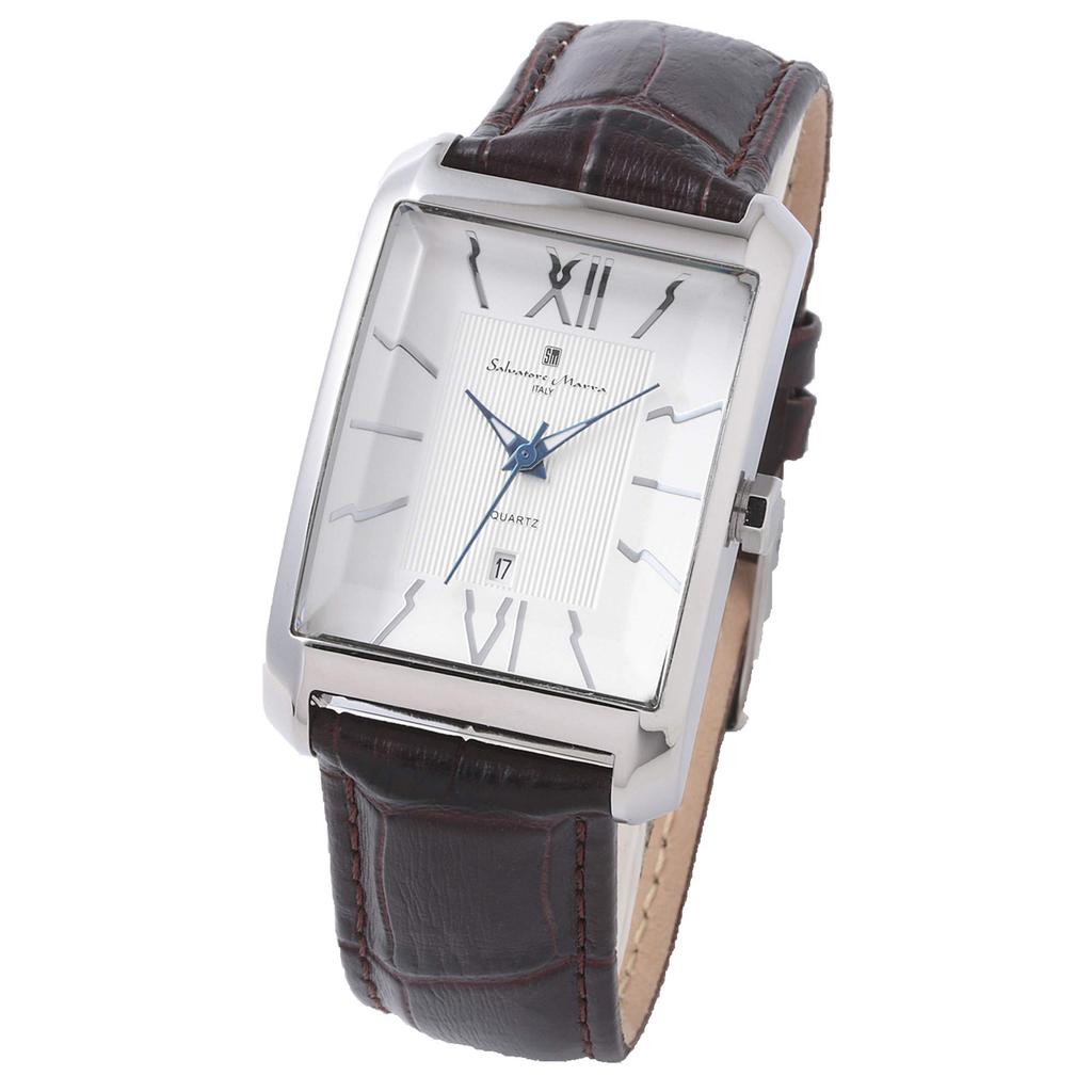 Salvatore Marra Men's and Women's Analog Quartz Watch with White Leather Strap (SSWH) and Cloth Included [Parallel Import]