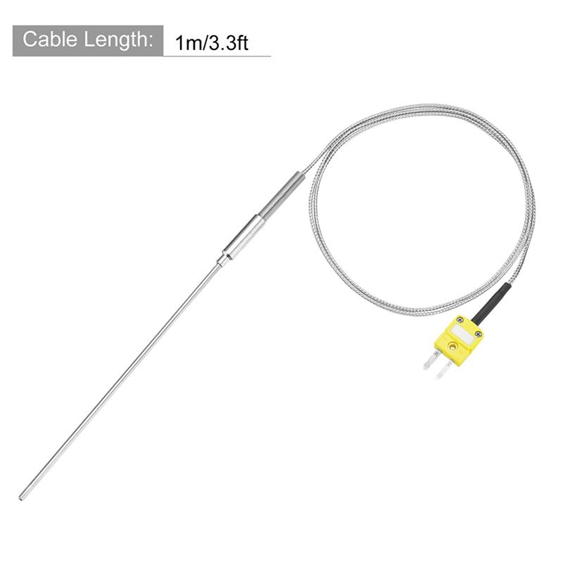 AEE2-K Type Thermocouple With Plug, Meter Temperature Sensor Probe -50 To 1100°C,3.3Ft Wire