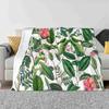Vintage Hibiscus Fashion Soft Warm Flannel Blanket Vintage Flowers Plants Leaf Nature Scientist Botanist Decorate Classic