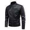 PU Leather Jacket Autumn and Winter Men's Stand-up Collar Motorcycle Suit Zipper Leather Jacket