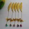 Custom Gold Plated Chinese Style Bookmark Classical Leaf Vein Feather Bookmarks
