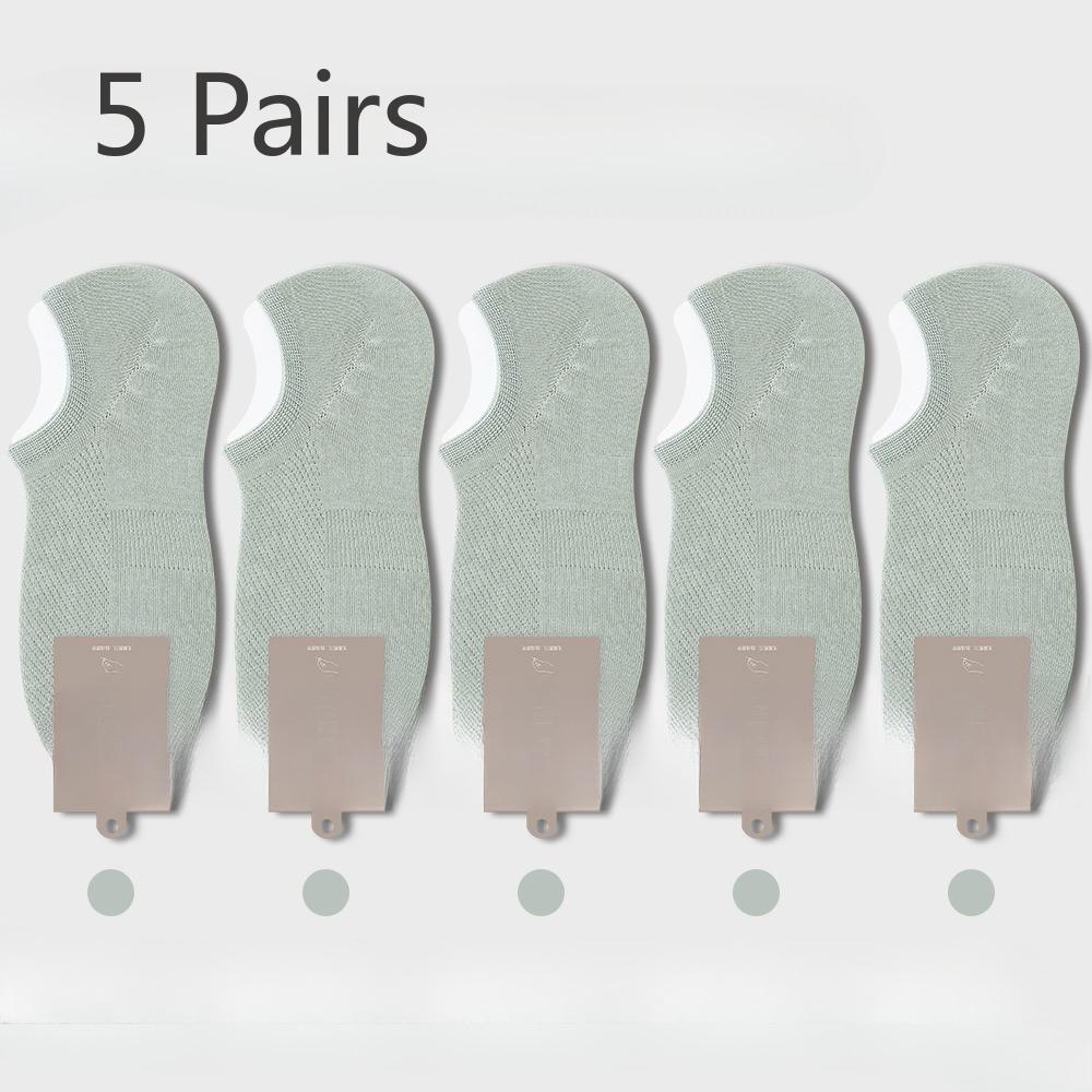 

5 пар мужских летних тонких носков из чистого хлопка, бесшовных, антибактериальных, сетчатых, с нескользящей пяткой 5 Pairs