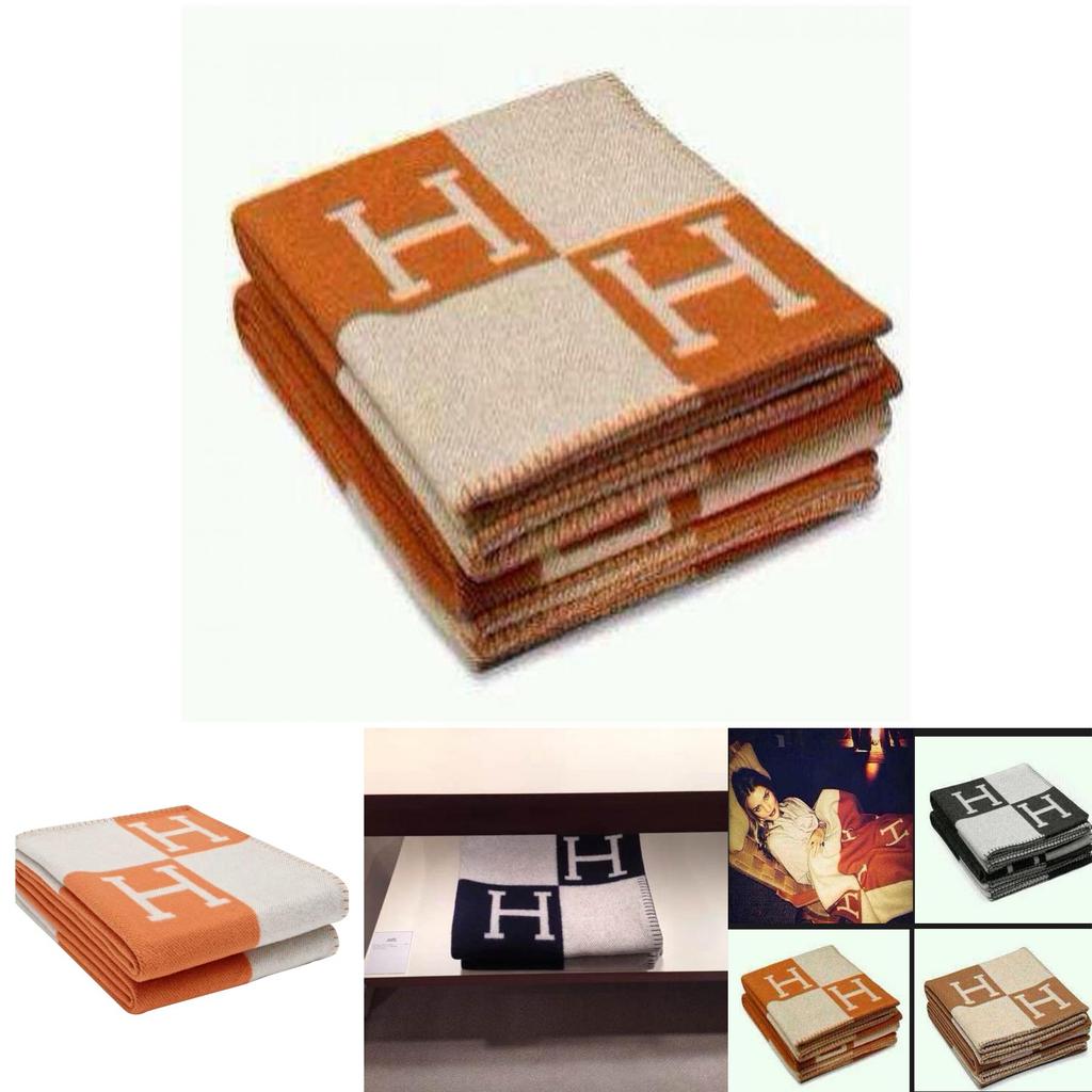 Luxurious Wool Cashmere Blanket Thick Warm Geometric Pattern Office Throw