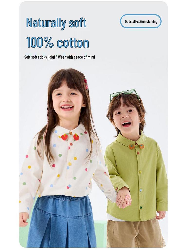 Dudu Family 100% Cotton Children's Long Sleeve Spring Shirt