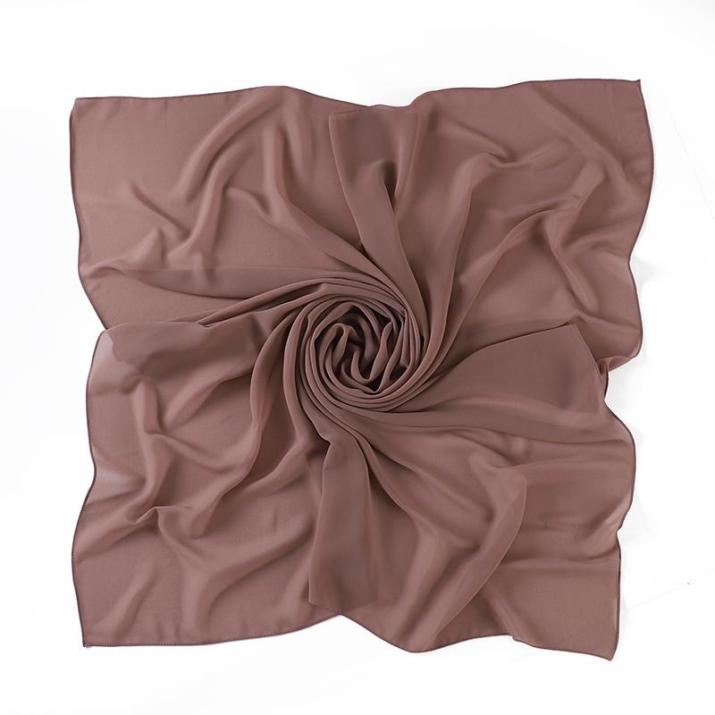 110X110Cm Malaysia Square Chiffon Hijab Solid Muslim Head Scarf Ladies Plain Shawl And Wrap Headband Foulard Tudung Bawal