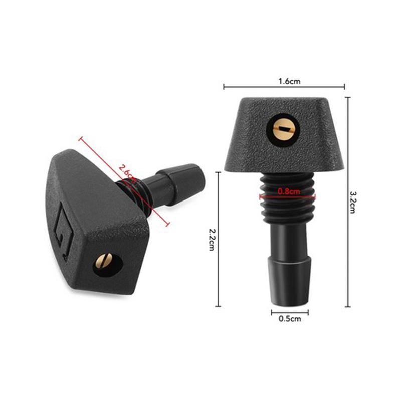 2-piece Set Of Universal Car Windshield Washer Nozzles—easy To Install, Adjustable Spray Angle, And Includes Protective Covers