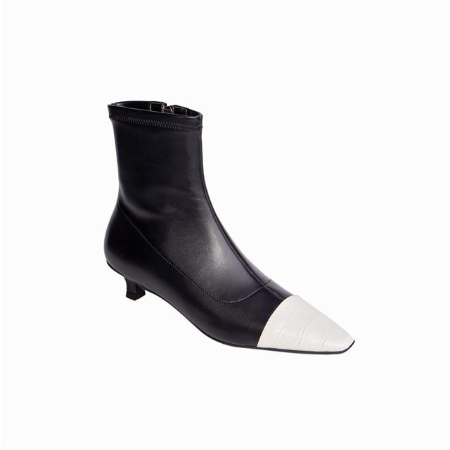 

Кожаные эластичные ботинки, модные ботильоны, женские ботинки на молнии с каменным узором, женская обувь на тонком каблуке в лаконичном стиле с квадратным носком 39 бежевый