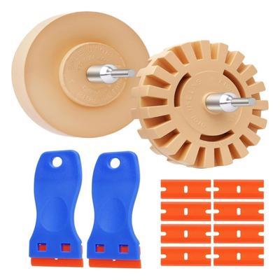 Ensemble de roues de nettoyage fonctionnelles en caoutchouc pour retirer les décalcomanies de voiture avec outil de grattage en plastique